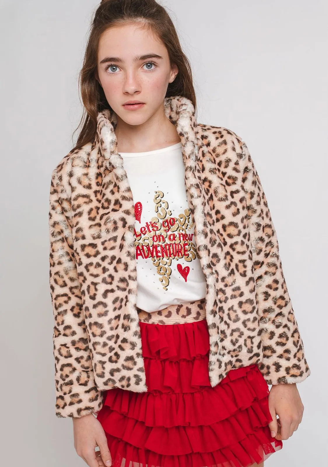 Conguitos Abrigo Pelo De Niña Leopardo^ Chaquetas