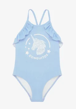 Conguitos Bañador De Niña Volante Celeste^ Baño