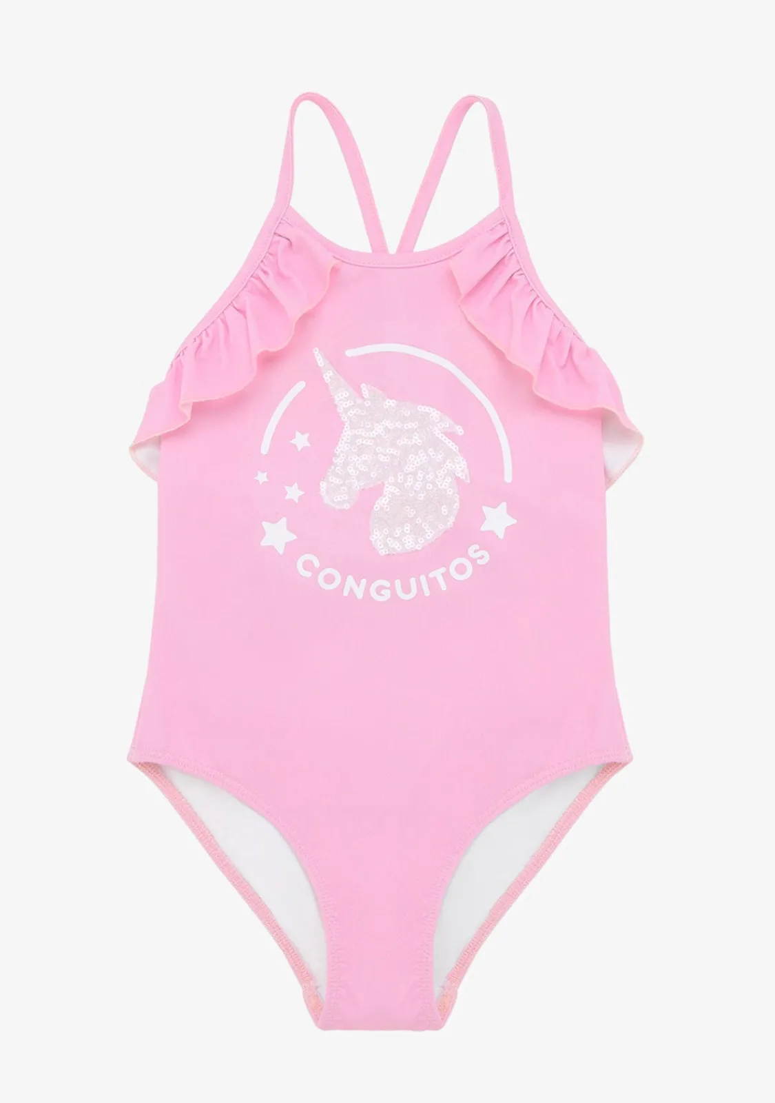 Conguitos Bañador De Niña Volante Rosa^ Baño