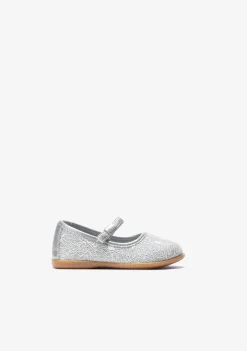 Conguitos Bailarinas De Bebé Metalizado Textura Plata^ Bailarinas|Zapatos De Ceremonia