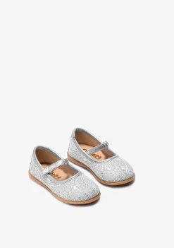 Conguitos Bailarinas De Bebé Metalizado Textura Plata^ Bailarinas|Zapatos De Ceremonia