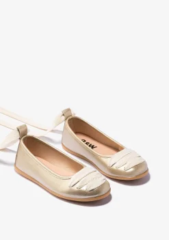 Conguitos Bailarinas De Niña Con Lazo Platino B&W^ Zapatos|Zapatos De Ceremonia