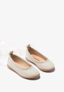 Conguitos Bailarinas De Niña Lazo Beige^ Zapatos De Ceremonia|Bailarinas