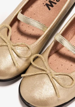 Conguitos Bailarinas De Niña Metalizado Oro B&W^ Zapatos|Zapatos De Ceremonia