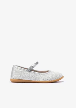 Conguitos Bailarinas De Niña Metalizado Plata^ Zapatos De Ceremonia|Bailarinas
