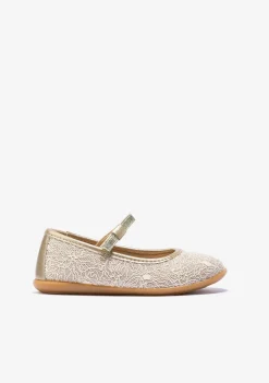 Conguitos Bailarinas De Niña Metalizado Platino^ Zapatos De Ceremonia|Bailarinas