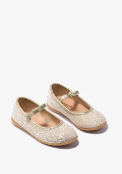 Conguitos Bailarinas De Niña Metalizado Platino^ Zapatos De Ceremonia|Bailarinas