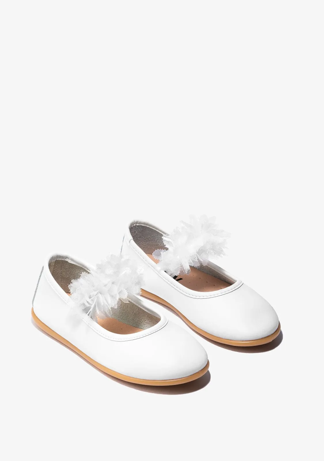 Conguitos Bailarinas De Niña Tul Napa Blanco B&W^ Zapatos|Zapatos De Ceremonia