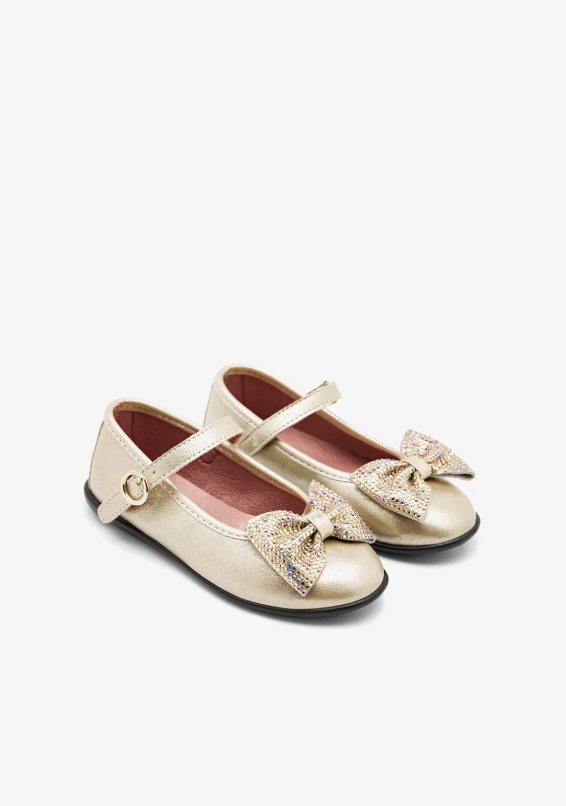 Conguitos Bailarinas Hebilla Lazo Dorado^ Bailarinas|Zapatos De Ceremonia