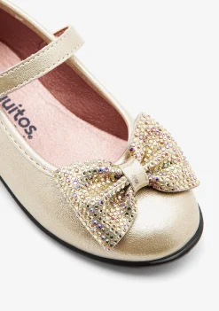 Conguitos Bailarinas Hebilla Lazo Dorado^ Bailarinas|Zapatos De Ceremonia