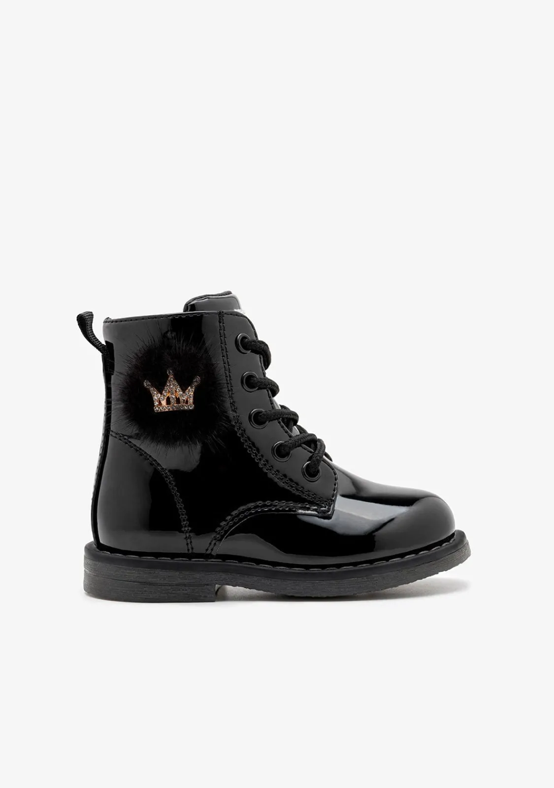 Conguitos Botas De Cordones Corona Negro^ Botas