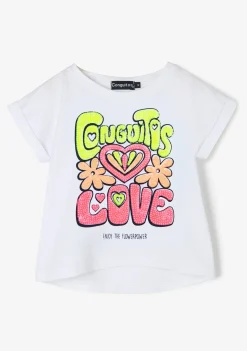 Conguitos Camiseta Blanca De Lentejuelas Love Fluor De Niña^ Camisetas