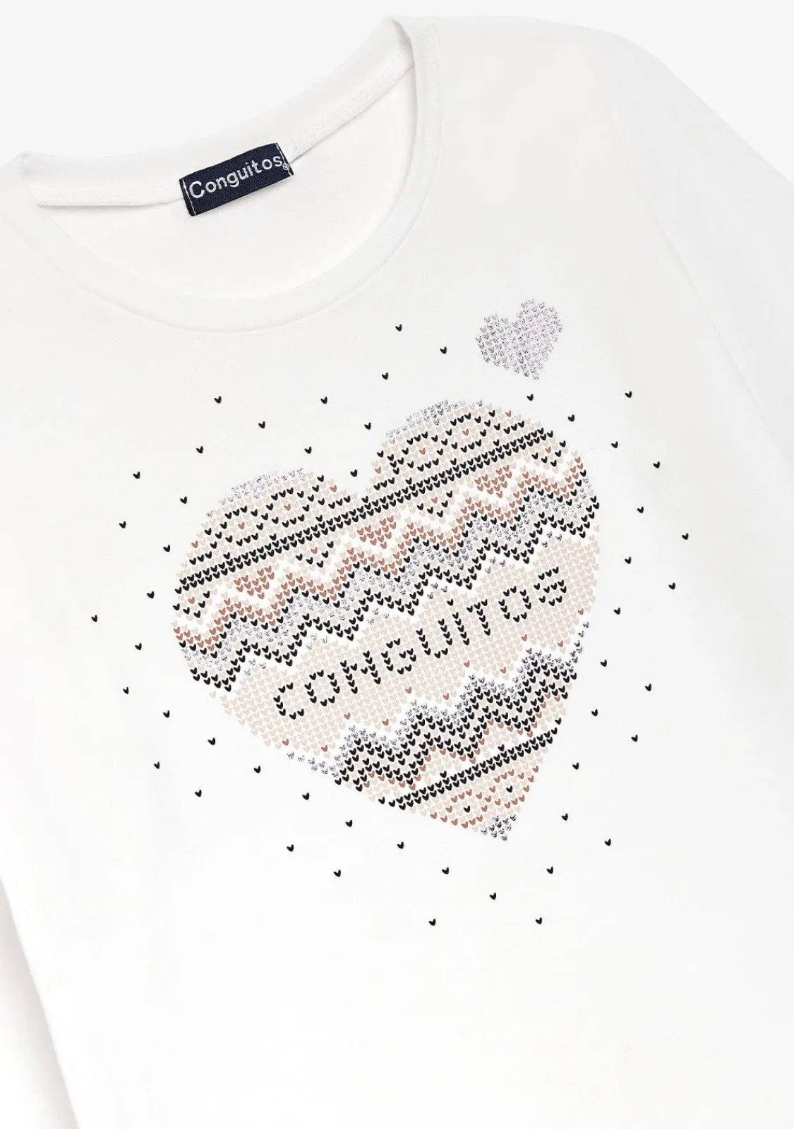 Conguitos Camiseta Corazón Puntos Blanco^ Camisetas|Camisetas Manga Larga