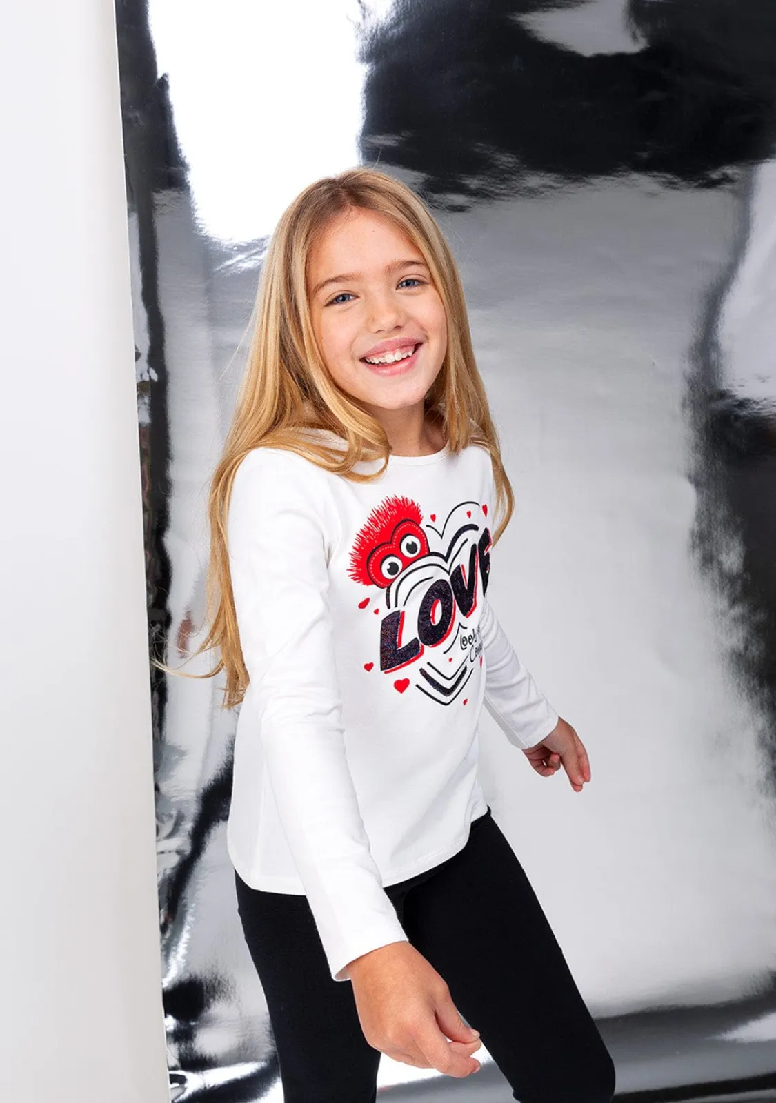 Conguitos Camiseta De Niña Corazón Lentejuelas Blanco^ Camisetas|Camisetas Manga Larga