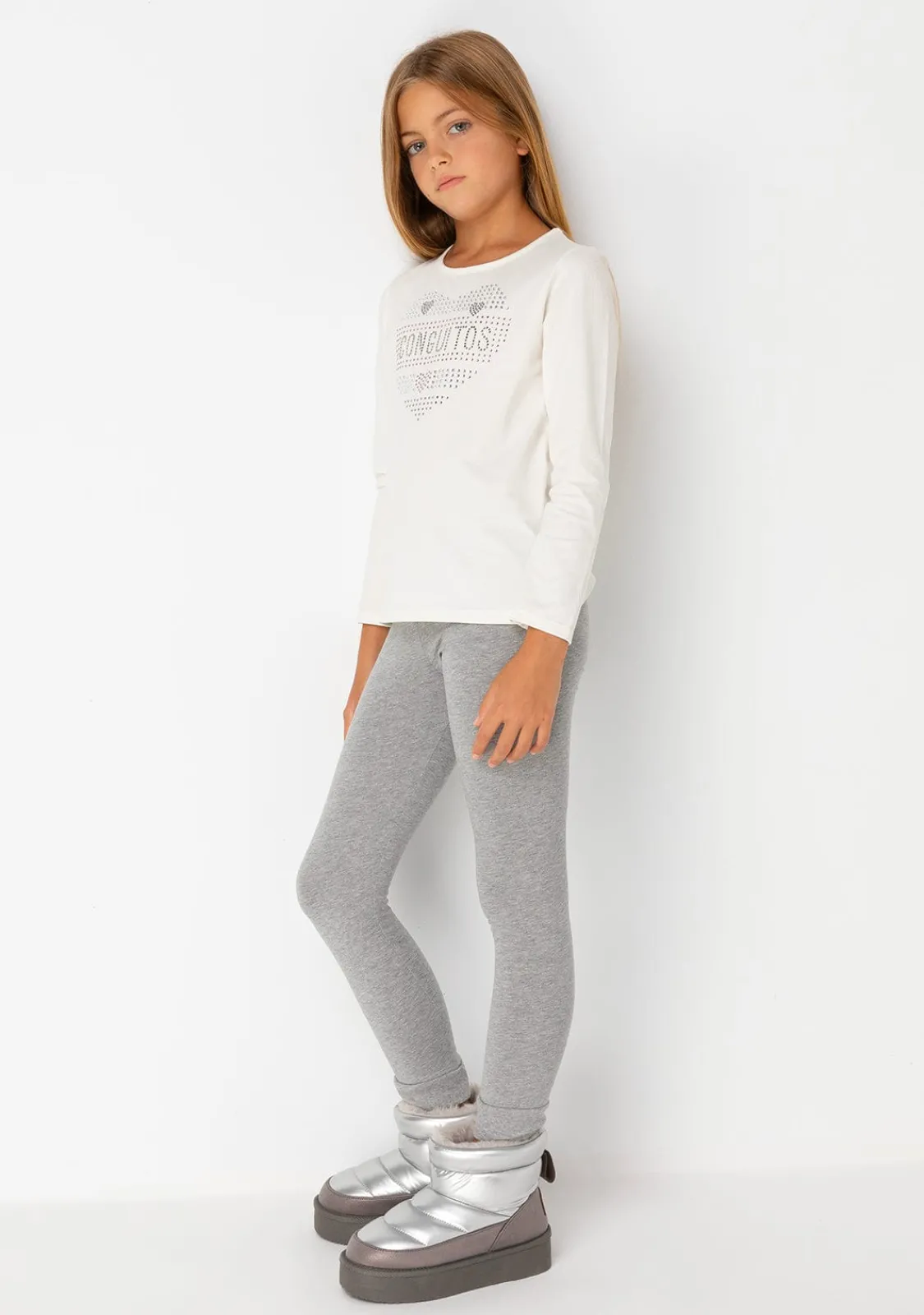 Conguitos Camiseta De Niña Corazón Strass Blanco^ Camisetas|Camisetas Manga Larga