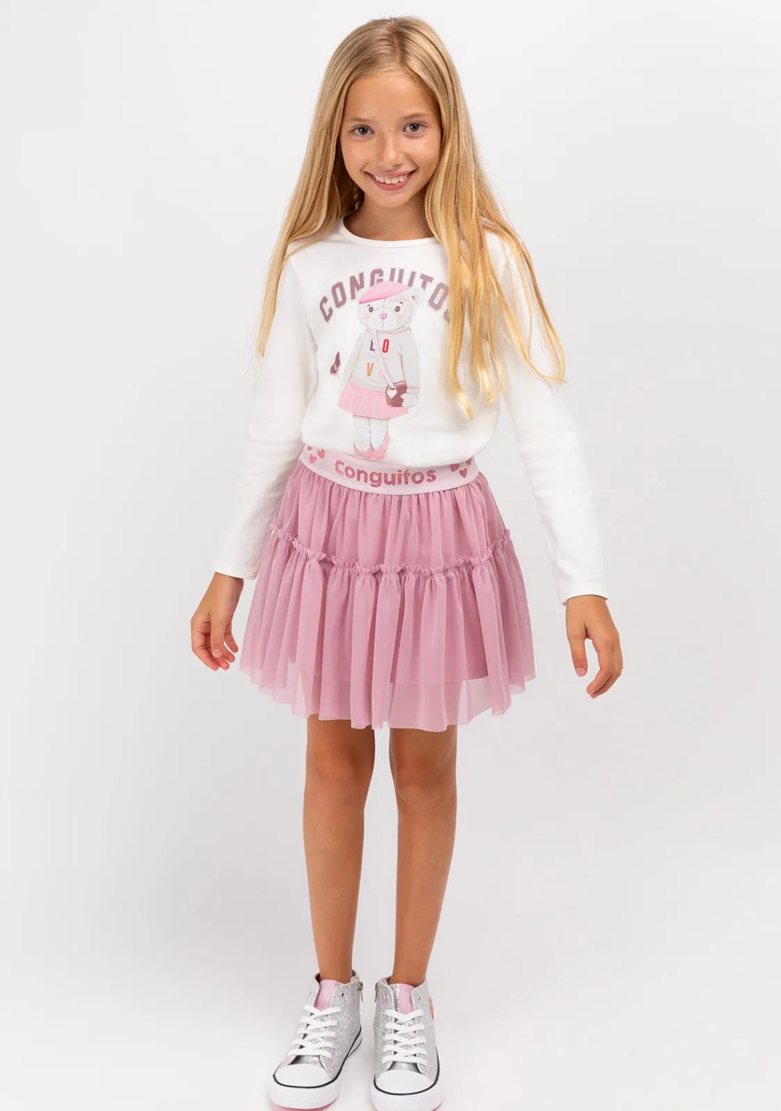 Conguitos Camiseta De Niña Osito University Blanco^ Camisetas|Camisetas Manga Larga