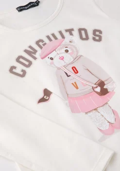 Conguitos Camiseta De Niña Osito University Blanco^ Camisetas|Camisetas Manga Larga