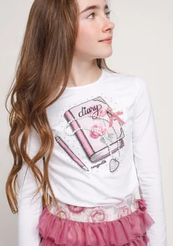 Conguitos Camiseta Niña Blanca Diario^ Camisetas|Camisetas Manga Larga