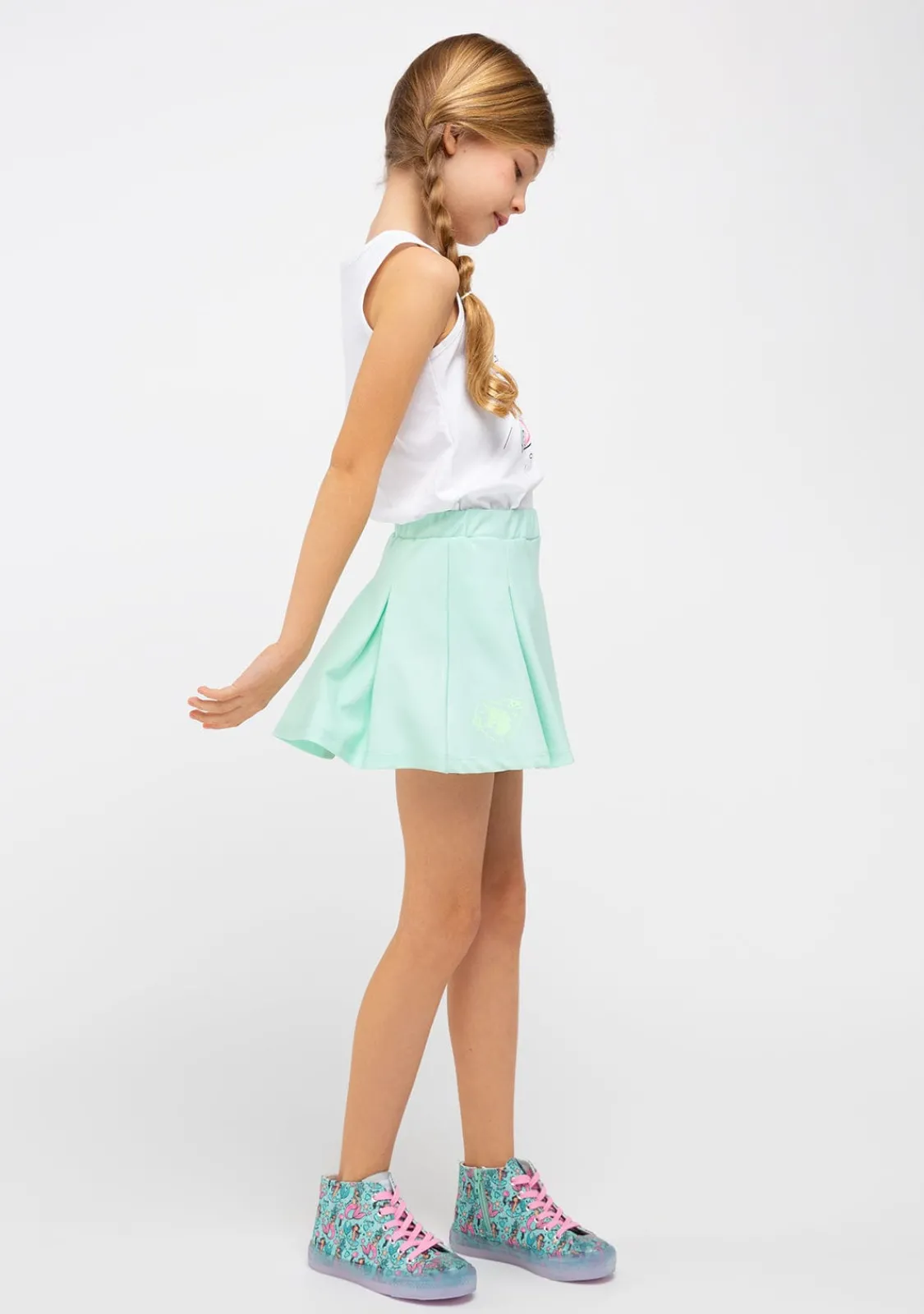 Conguitos Falda Niña Plisada Menta^ Faldas