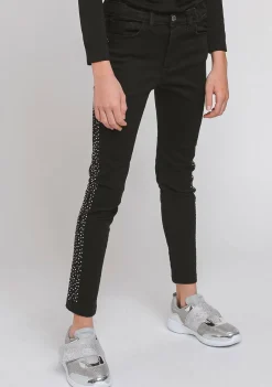 Conguitos Jeans De Niña Lateral Strass Negro^ Pantalones Y Leggins