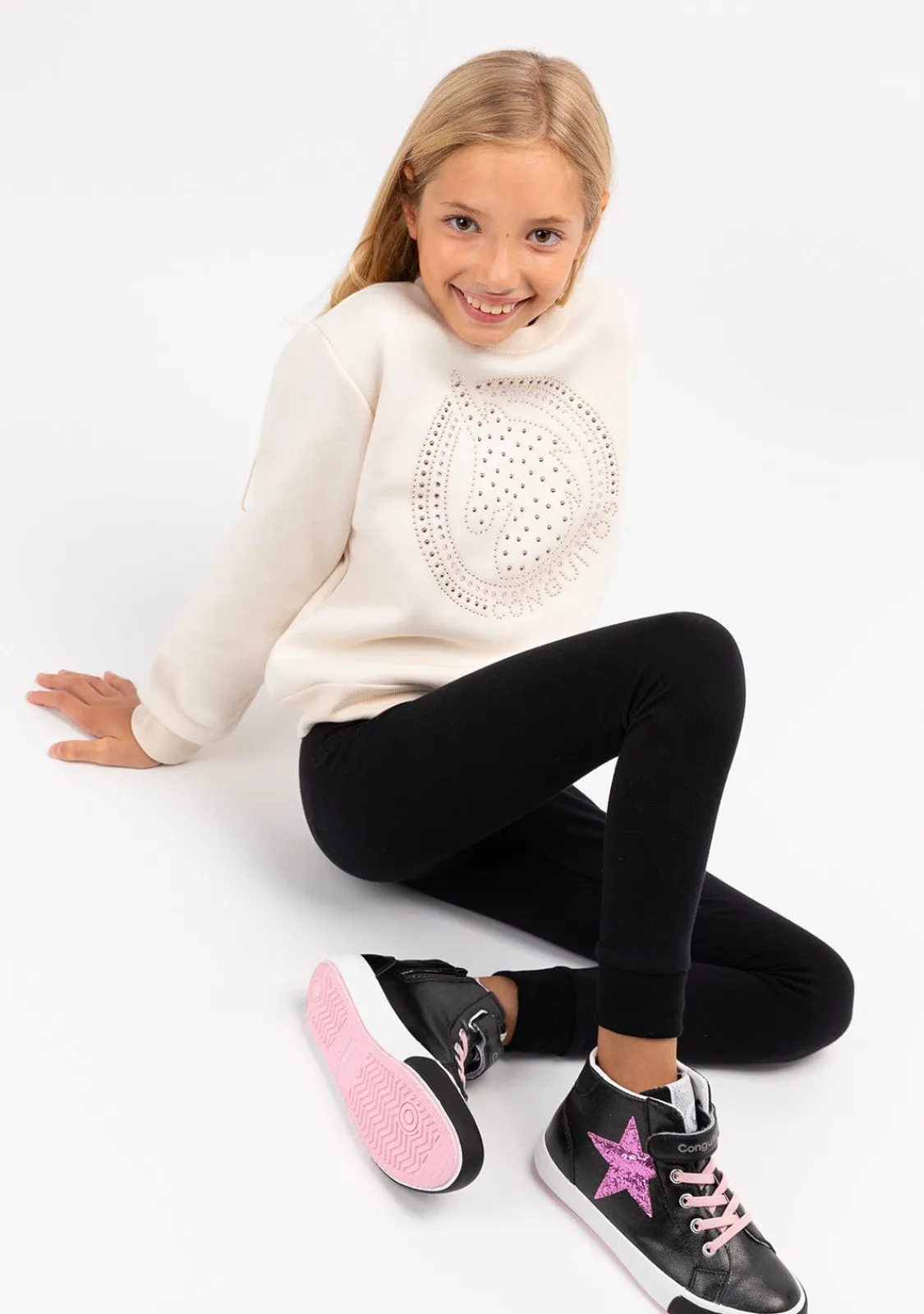 Conguitos Joggers De Niña Jersey Negro^ Pantalones Y Leggins