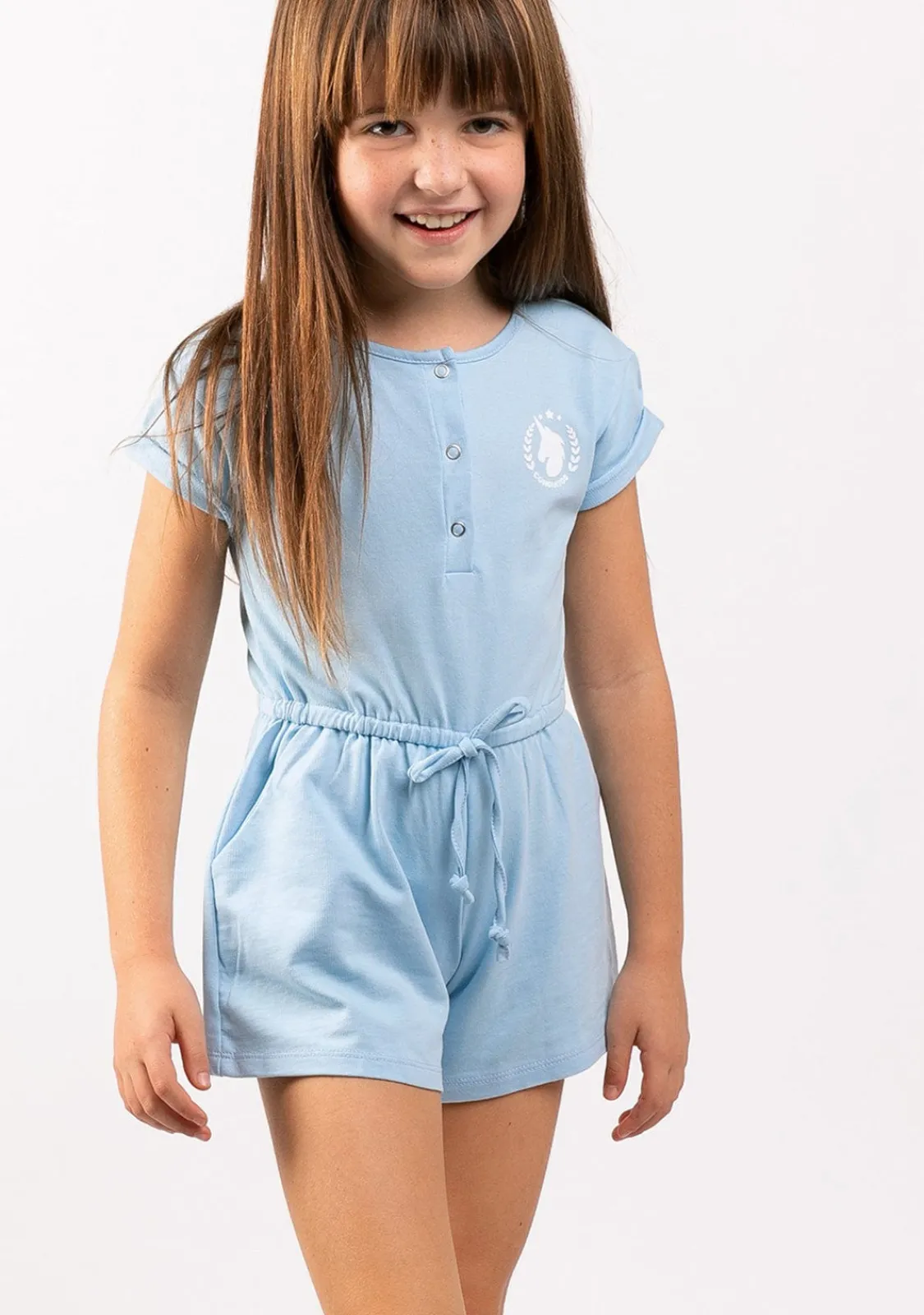 Conguitos Mono De Niña Felpa Liso Celeste^ Vestidos De Verano|Shorts