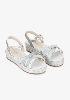 Conguitos Sandalias Cuña De Niña Glitter Plata^ Sandalias|Alpargatas