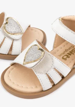 Conguitos Sandalias De Bebé Corazón Napa Blanco^ Sandalias|Sandalias