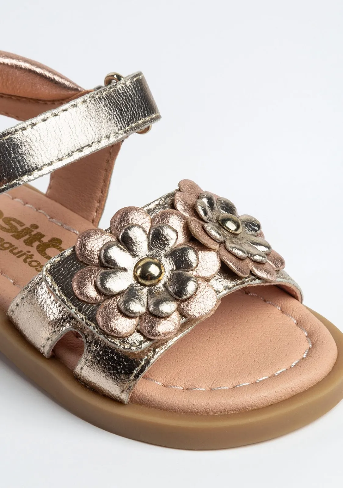 Conguitos Sandalias De Bebé Flores Piel Metalizada^ Sandalias