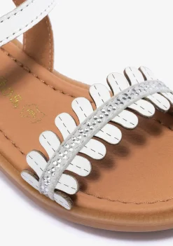 Conguitos Sandalias De Niña Hebilla Strass Napa Blanco^ Sandalias|Zapatos De Ceremonia