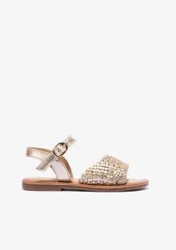 Conguitos Sandalias De Niña Hebilla Textura Napa Oro^ Sandalias|Zapatos De Ceremonia