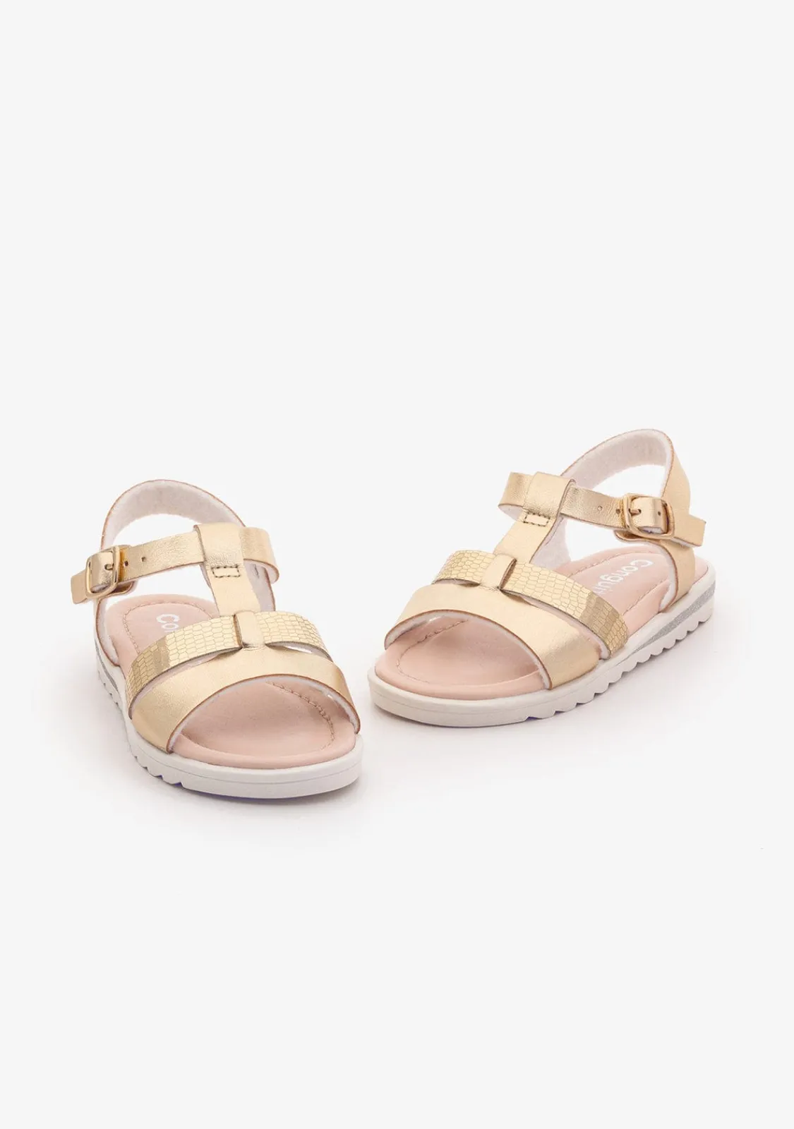 Conguitos Sandalias De Niña Metalizado Platino^ Sandalias|Zapatos De Ceremonia