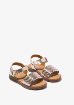 Conguitos Sandalias De Niña Metalizado Platino Multicolor^ Sandalias