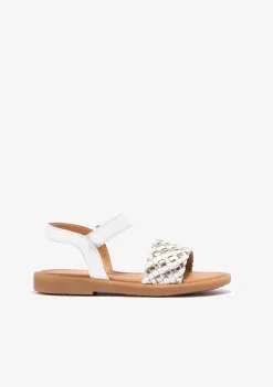 Conguitos Sandalias De Niña Napa Blanco Oro^ Sandalias|Zapatos De Ceremonia