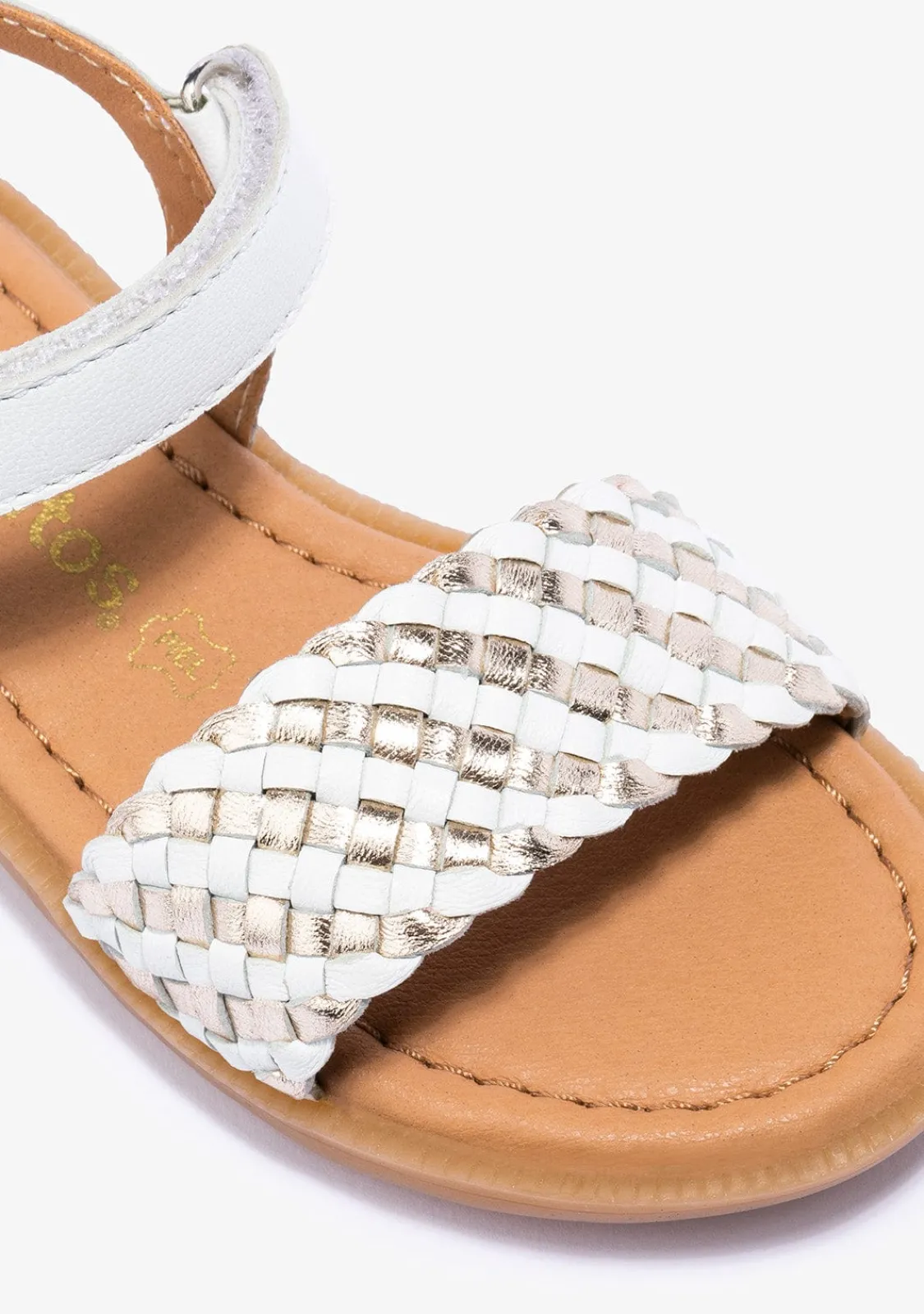 Conguitos Sandalias De Niña Napa Blanco Oro^ Sandalias|Zapatos De Ceremonia