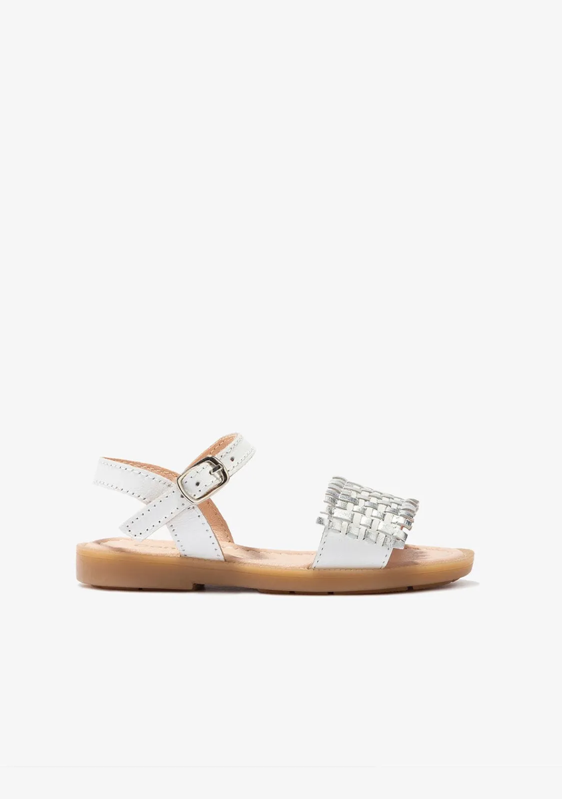 Conguitos Sandalias De Niña Piel Trenzada Blanco/Plata^ Sandalias|Zapatos De Ceremonia