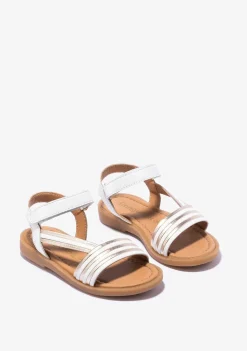 Conguitos Sandalias De Niña Tira Adherente Napa Blanco Oro^ Sandalias|Zapatos De Ceremonia