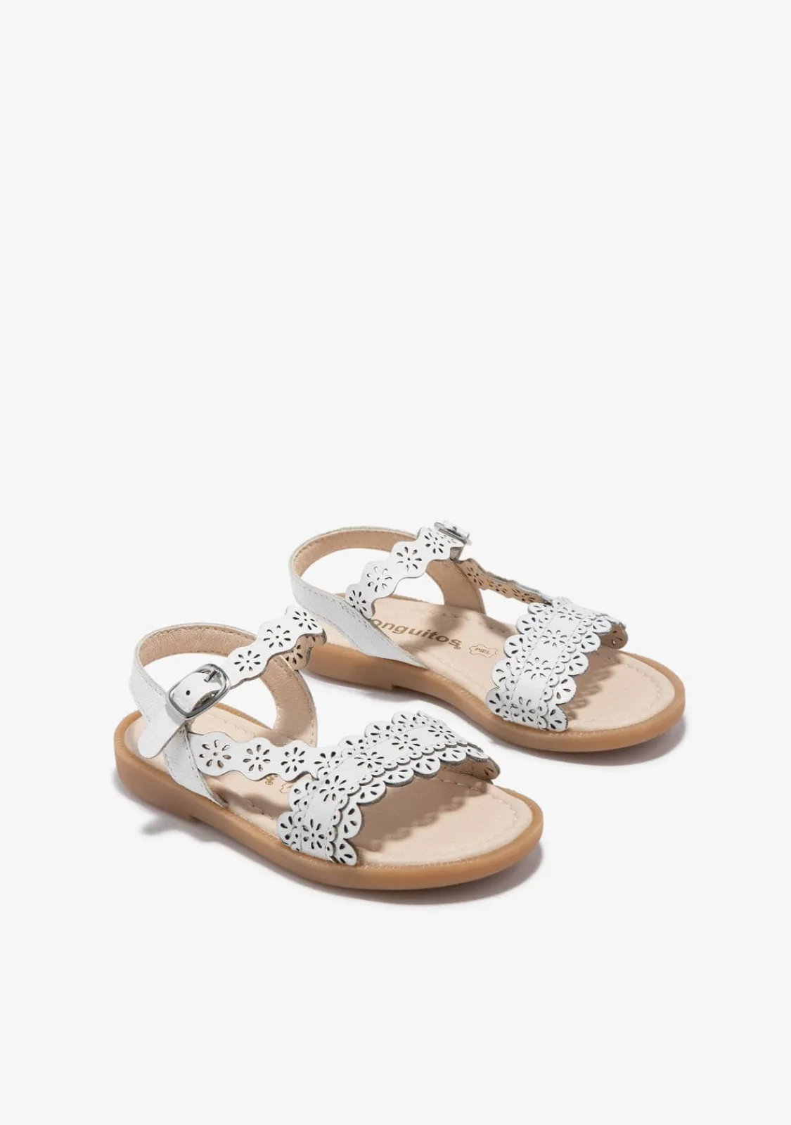 Conguitos Sandalias Textura Blanco^ Sandalias|Zapatos De Ceremonia
