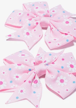 Conguitos Set Lazos Flores Rosa^ Para El Pelo