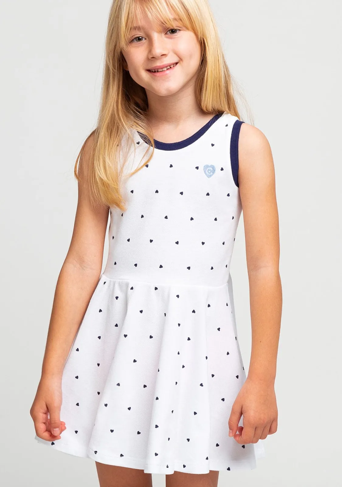 Conguitos Vestido De Niña Blanco Corazones Skater^ Vestidos De Verano|Vestidos