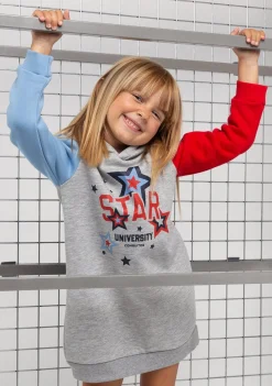 Conguitos Vestido De Niña Color Block Capucha Gris^ Vestidos Sudadera|Vestidos
