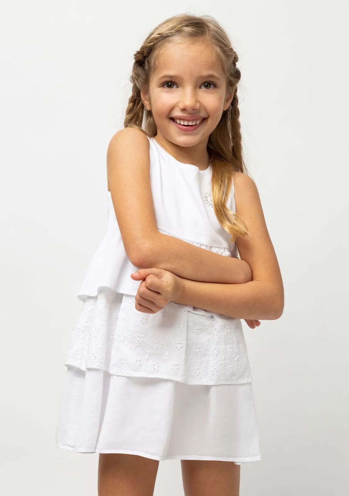 Conguitos Vestido De Niña Volantes Blanco^ Vestidos De Verano|Vestidos
