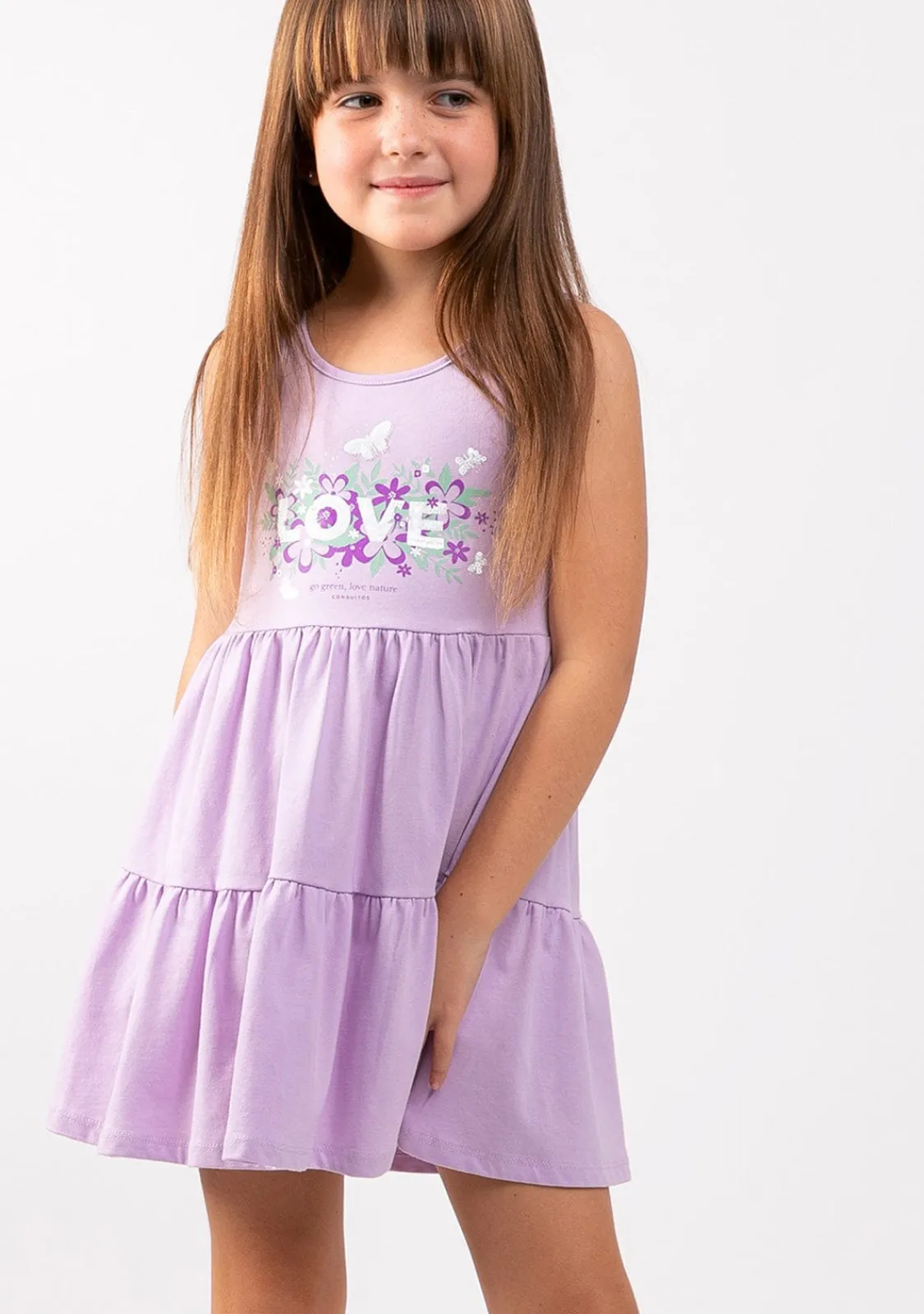 Conguitos Vestido De Niña Volantes Love Nature Malva^ Vestidos De Verano|Vestidos