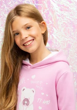 Conguitos Vestido Niña Capucha Osito Pedrería Rosa^ Vestidos Sudadera|Vestidos