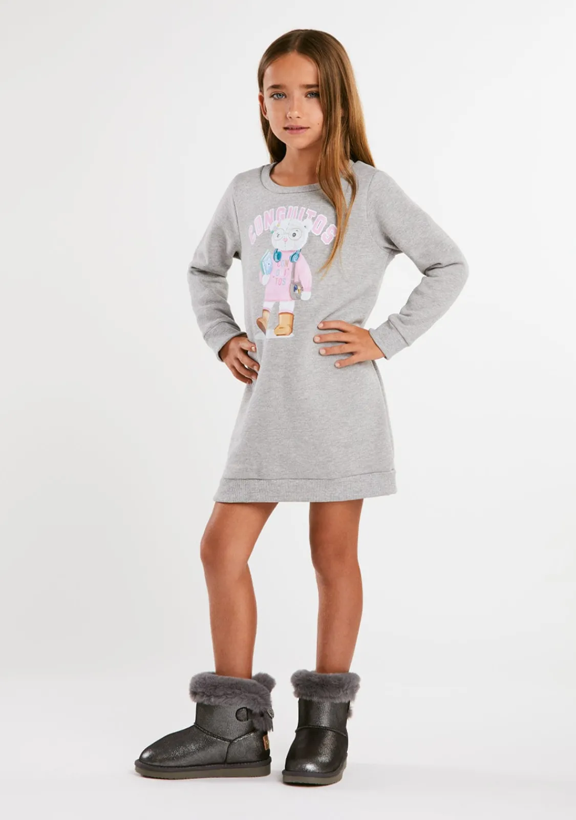 Conguitos Vestido Sudadera Osito Gris^ Vestidos|Vestidos Sudadera