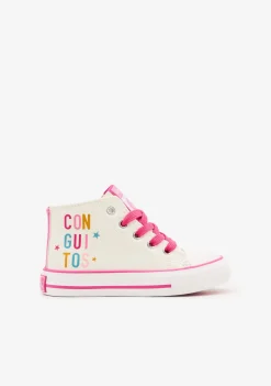 Conguitos Zapatillas Altas Charol Letras Blanco^ Zapatillas|Zapatillas