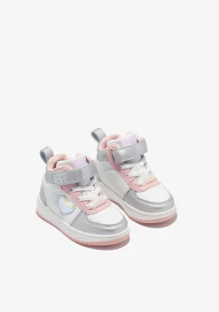 Conguitos Zapatillas Altas De Bebé Con Luz Corazón Plata^ Zapatillas Con Luces|Zapatillas