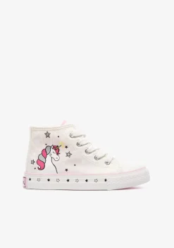 Conguitos Zapatillas Altas De Niña Unicornio Solar Lona Blanco^ Zapatillas
