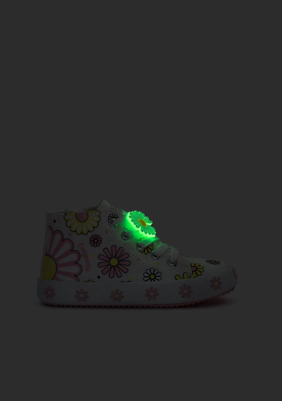 Conguitos Zapatillas Altas Flores Brillo En La Oscuridad Blanco^ Zapatillas