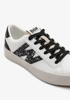 Conguitos Zapatillas Bajas Glitter Blanco / Negro B&W^ Zapatillas|Zapatillas